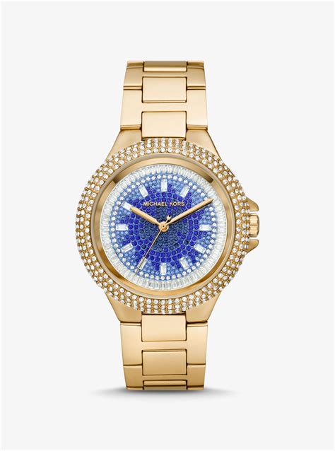 michael kors oversized pave watch|Oversized Camille Ombre Pavé Gold.